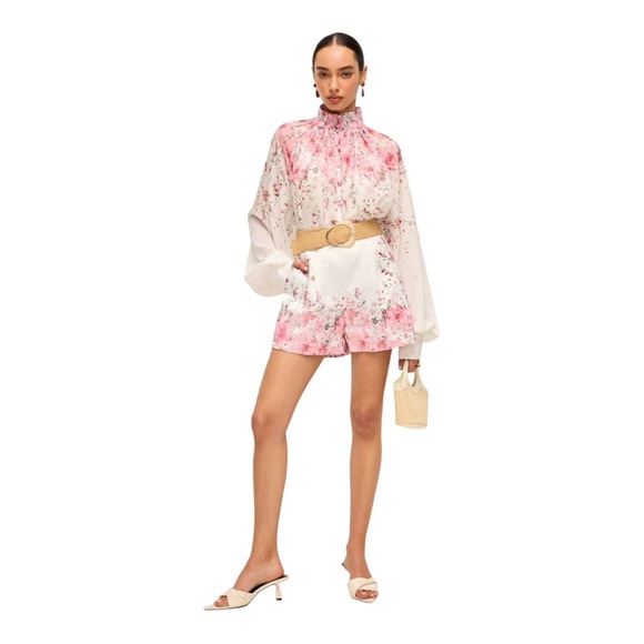 COMMENSE Floral Print Pleated Shorts Set Without Belt COLOR - Pink, NWT - Picture 1 of 12